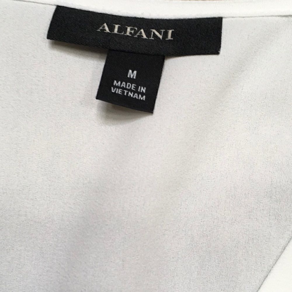 Alfani white long sleeve beaded top. - Picture 9 of 10